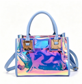 Iridescent Holographic PVC Top Handle Bag - Blue
