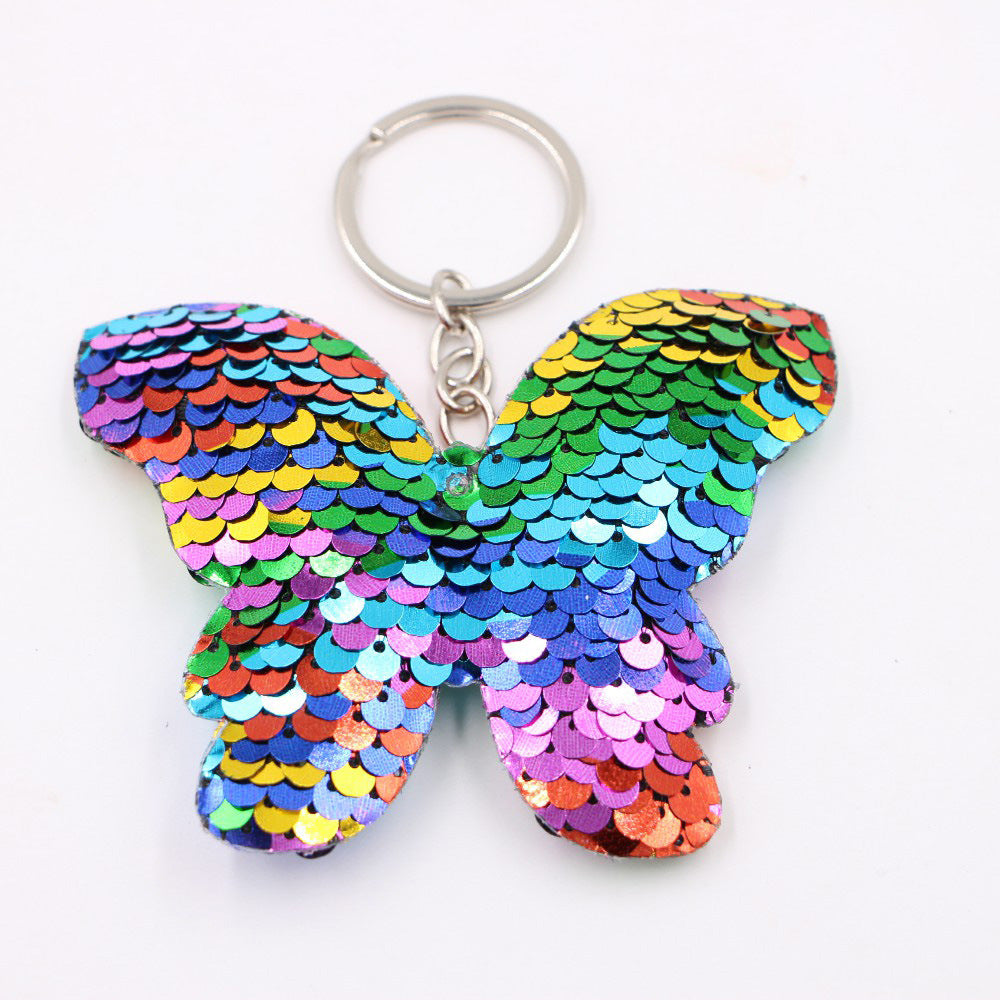 Flip Sequin Charm Keychain - Butterfly_Colorful