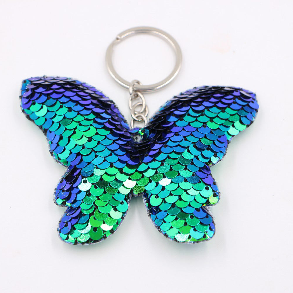 Flip Sequin Charm Keychain - Butterfly_Green