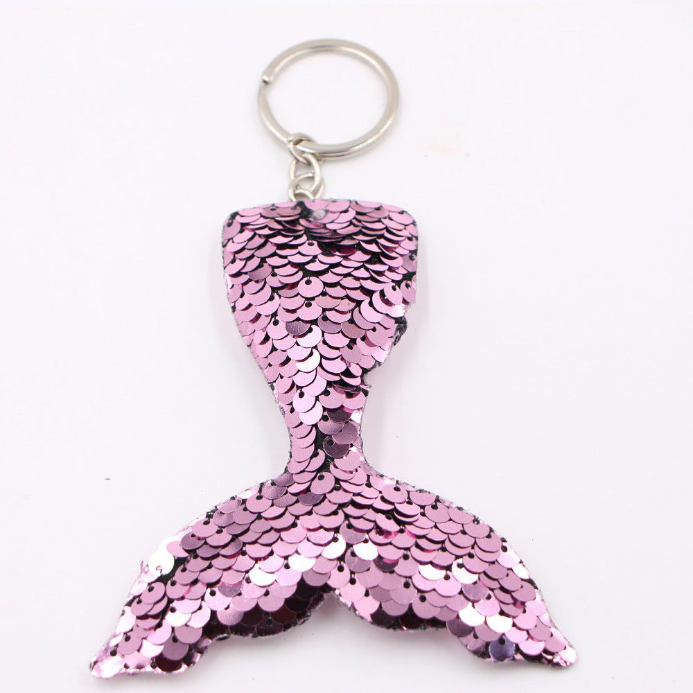 Flip Sequin Charm Keychain - Fish_Pink