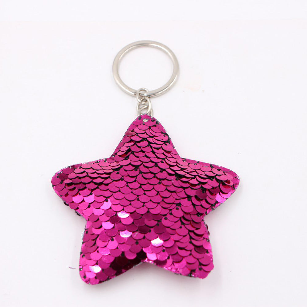 Flip Sequin Charm Keychain - Star_Rose