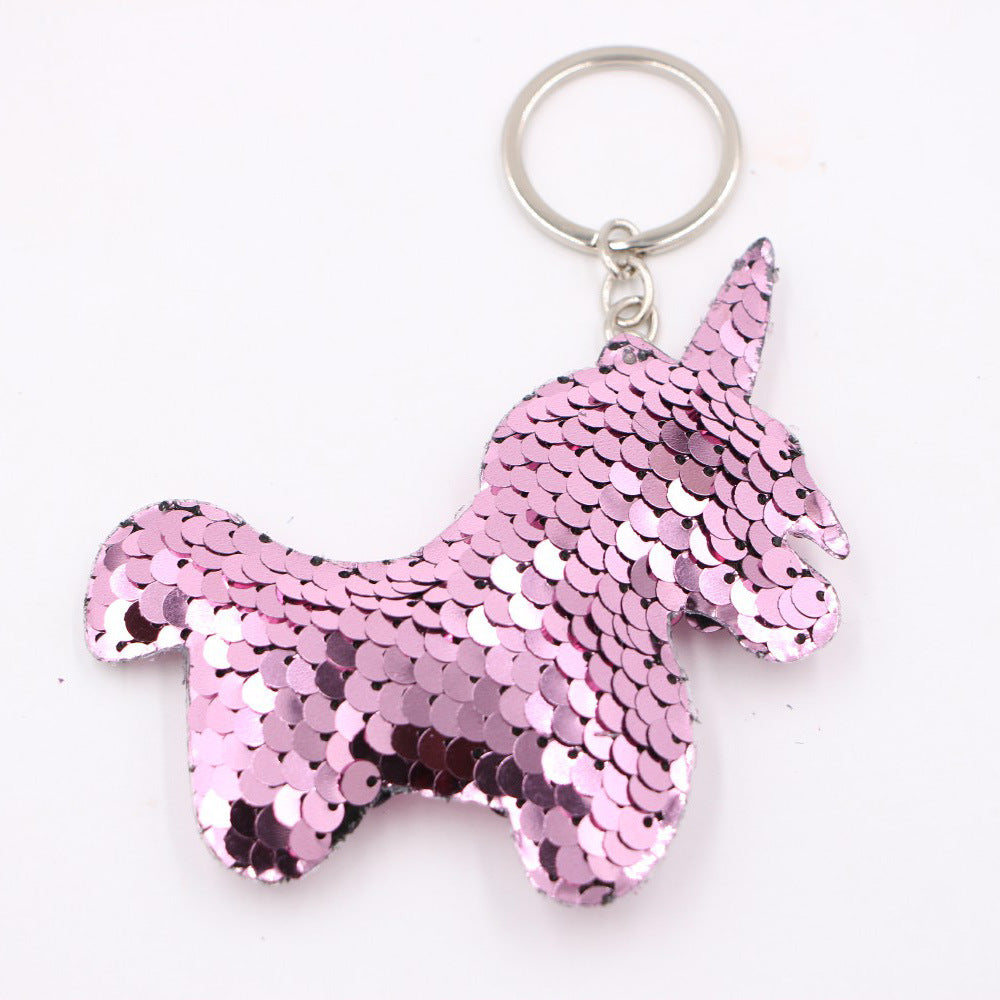 Flip Sequin Charm Keychain - Unicorn_Pink