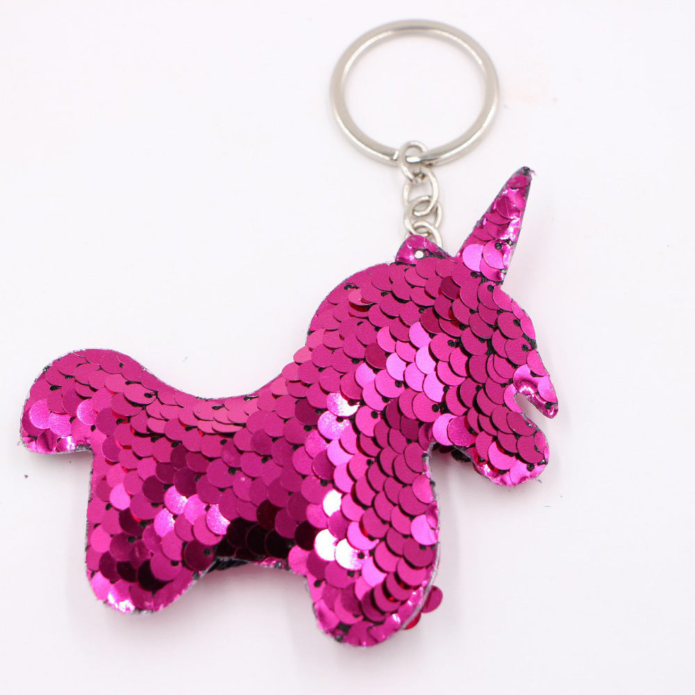 Flip Sequin Charm Keychain - Unicorn_Rose