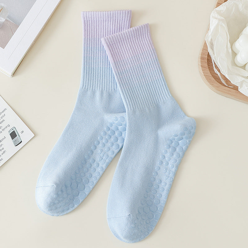 Gradient Grip Crew Socks for Yoga and Pilates - Purple