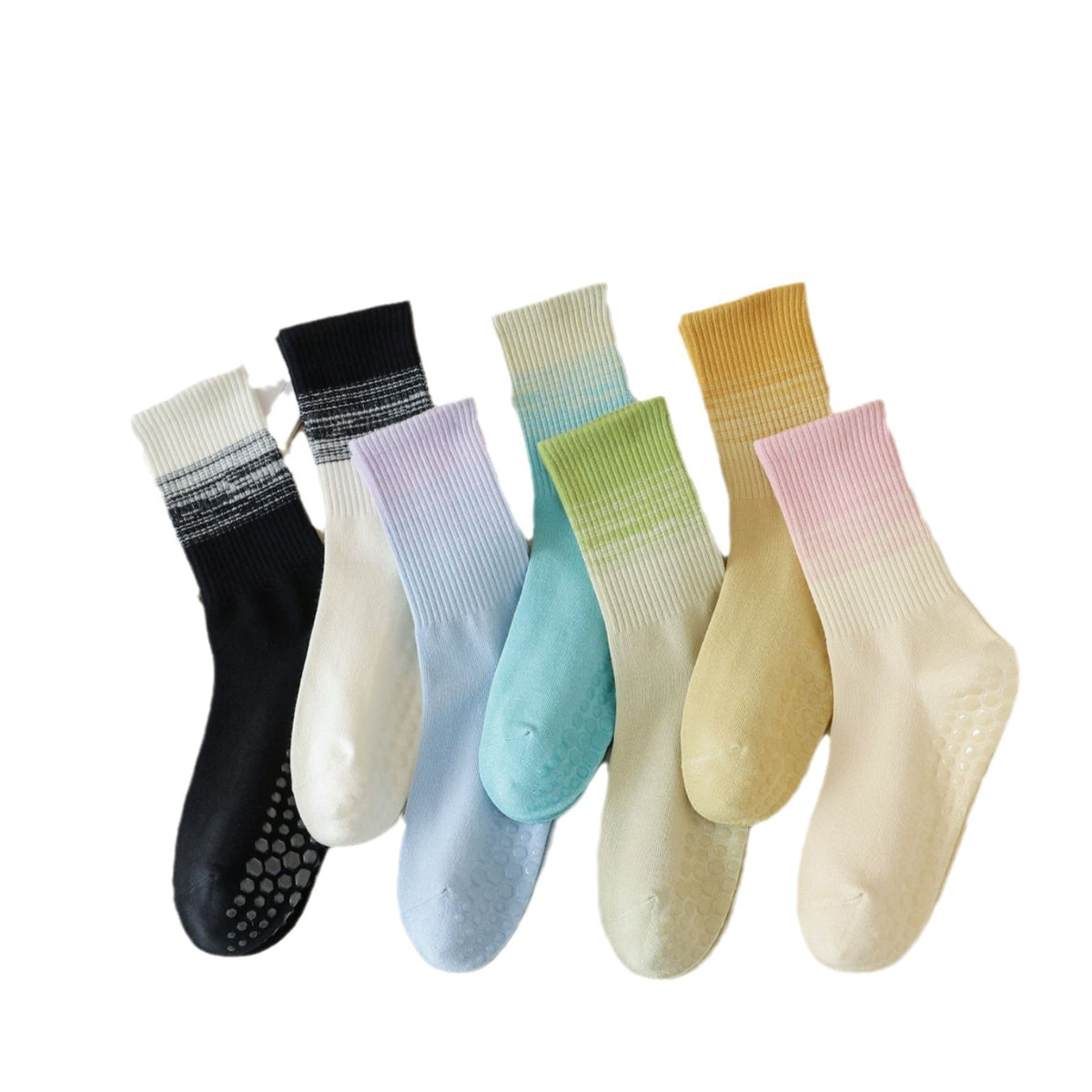 Gradient Grip Crew Socks for Yoga and Pilates