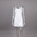 White Polka Dot Knit Cami Ruffle Mini Sleep Dress - White Dot