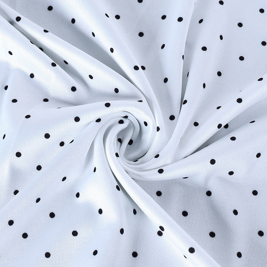 White Polka Dot Knit Cami Ruffle Mini Sleep Dress