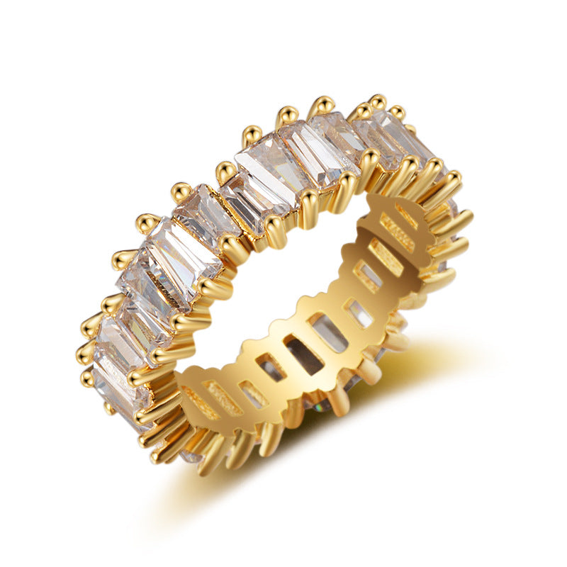 Baguette Cubic Zirconia Eternity Ring - gold