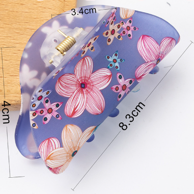 Floral Print Half Moon Hair Claw Clip - view 1