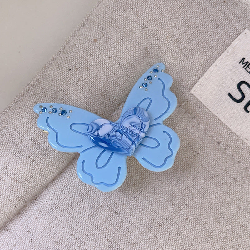 Layered Butterfly Heart Hair Clip - Blue
