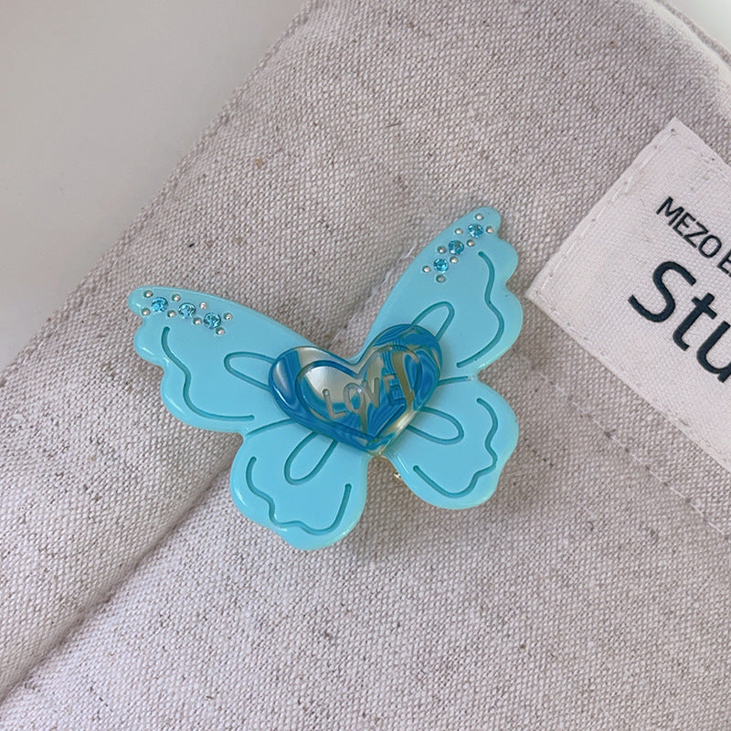 Layered Butterfly Heart Hair Clip - Green