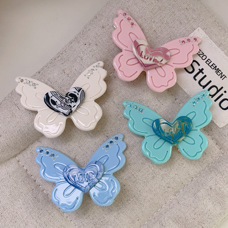 Layered Butterfly Heart Hair Clip