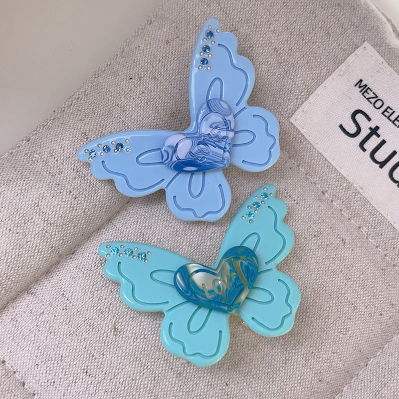Layered Butterfly Heart Hair Clip - view 2