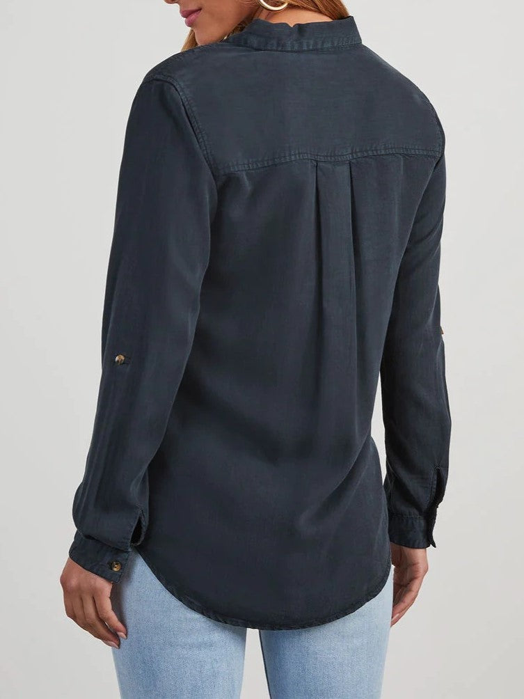 Roll Tab Sleeve Utility Pocket Shirt - Navyblue - 1
