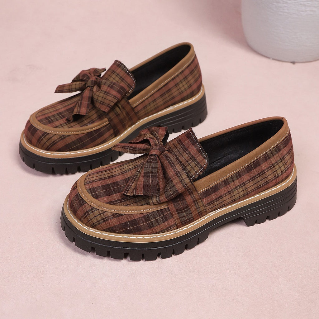 Chunky Lug Sole Loafers with Oversized Bow