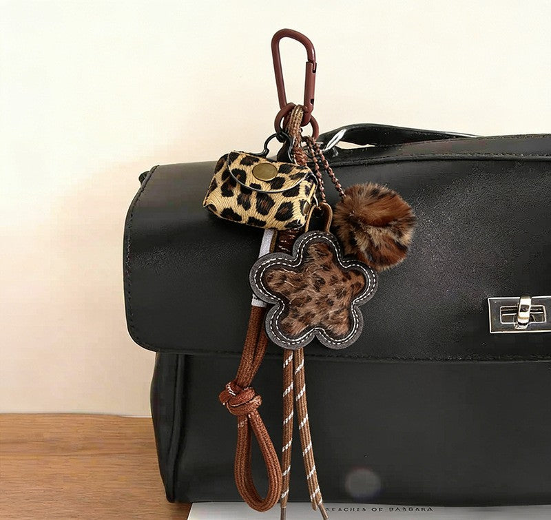 Leopard Flower Charm Keychain with Beaded Strap - view 1