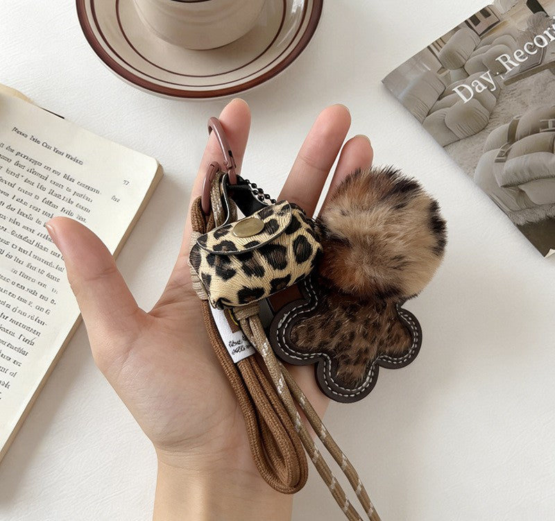Leopard Flower Charm Keychain with Beaded Strap - view 3