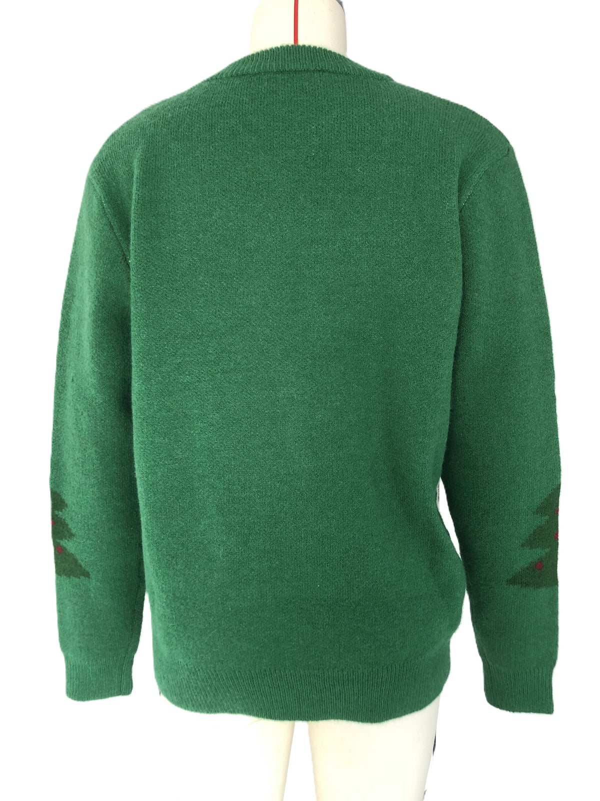 Santa Face Chenille Knit Pullover Sweater - Green - 2