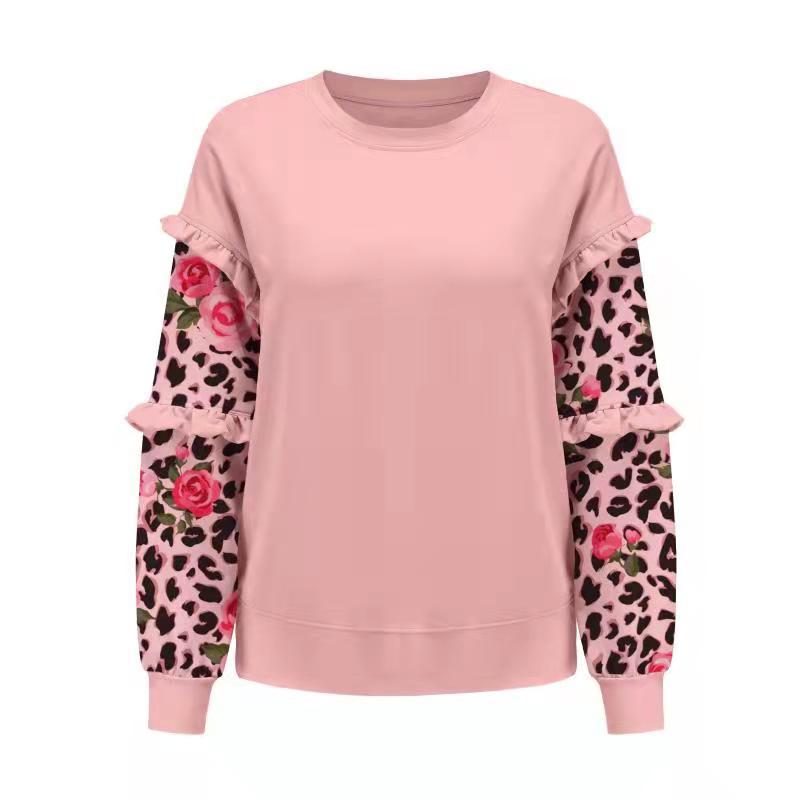 Western Rodeo Print Ruffle Sleeve Blouse - Pink