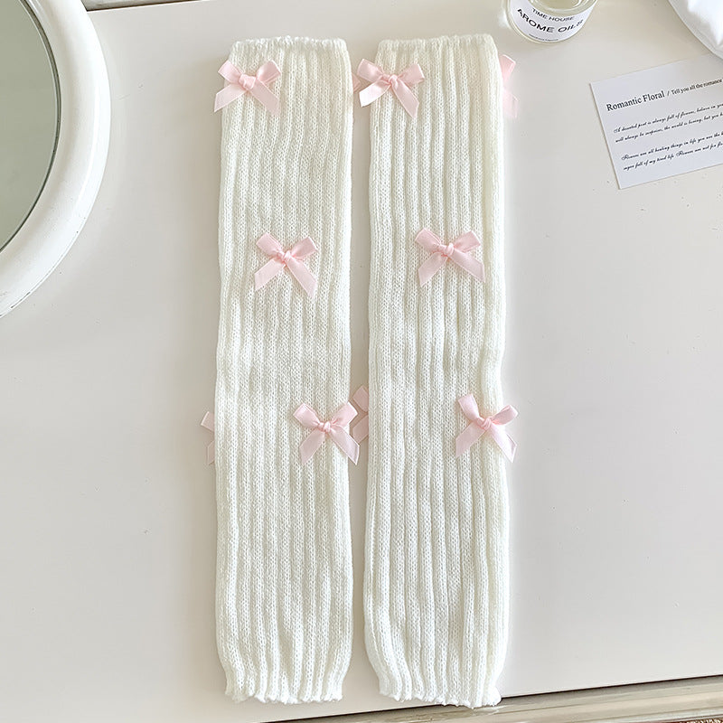 Bow Trim Ribbed Slouch Socks - Color_05