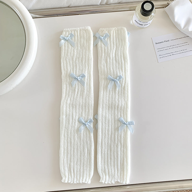 Bow Trim Ribbed Slouch Socks - Color_06
