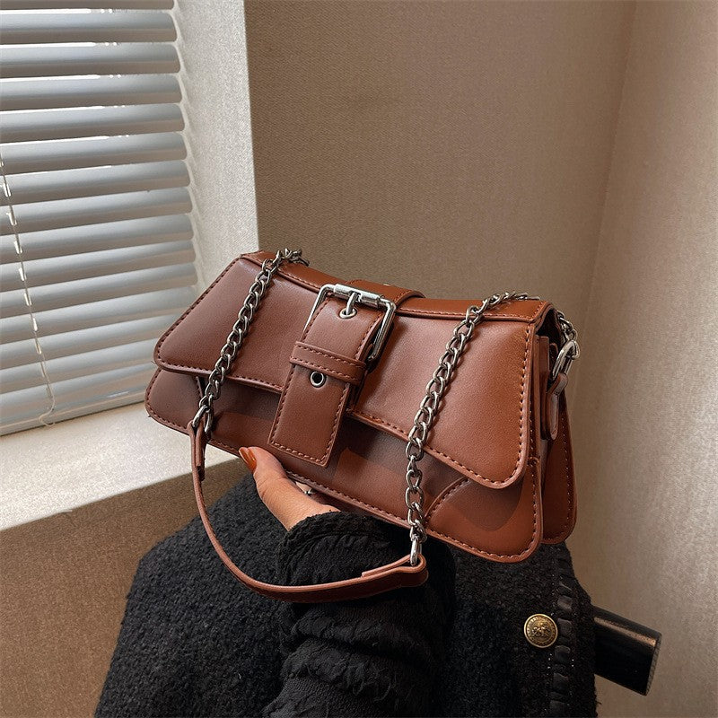 Buckle Flap Chain Strap Shoulder Bag