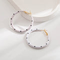 Spotted Enamel Statement Hoop Earrings - White