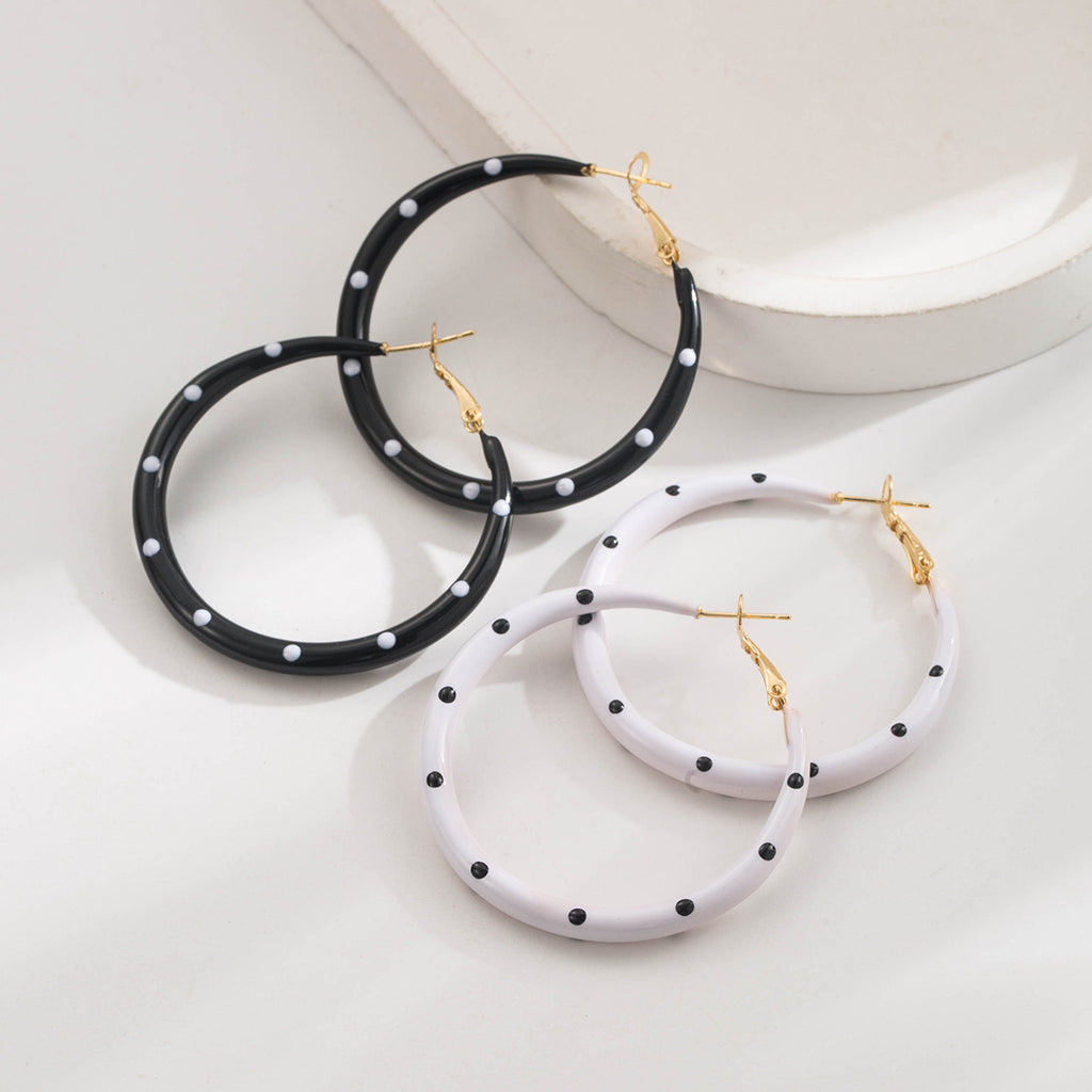 Spotted Enamel Statement Hoop Earrings - view 1