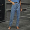 Scattered Pearl Straight Leg Mom Jeans - Blue