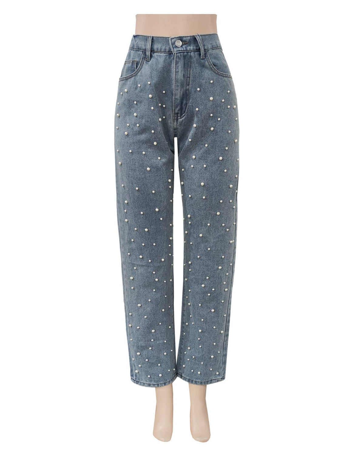 Scattered Pearl Straight Leg Mom Jeans