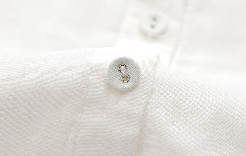 Floral Embroidered Loose Cotton Shirt - white - 7