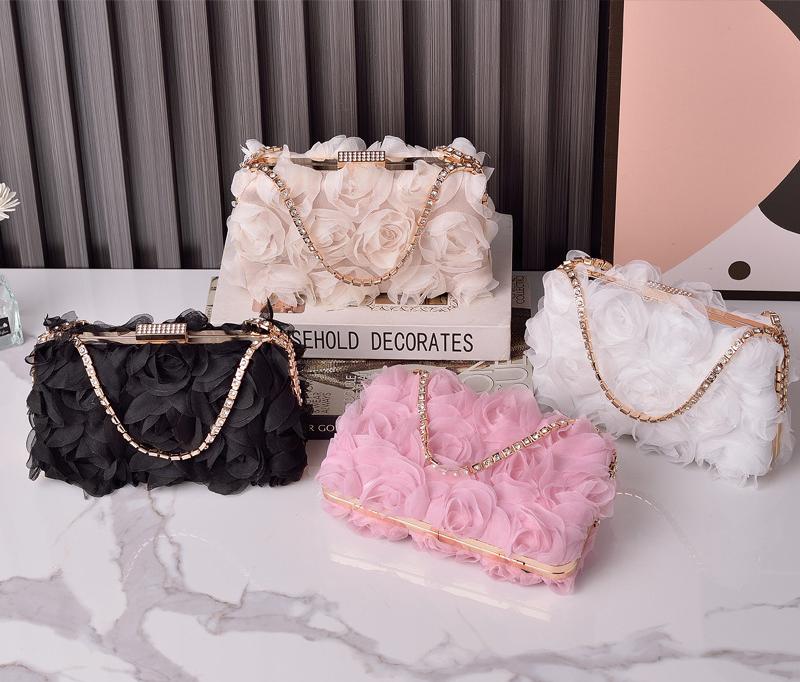 Chiffon Rosette Evening Clutch Bag - view 1