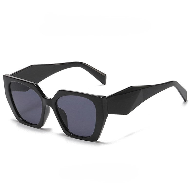 Oversized Angular Cat Eye Sunglasses - Black