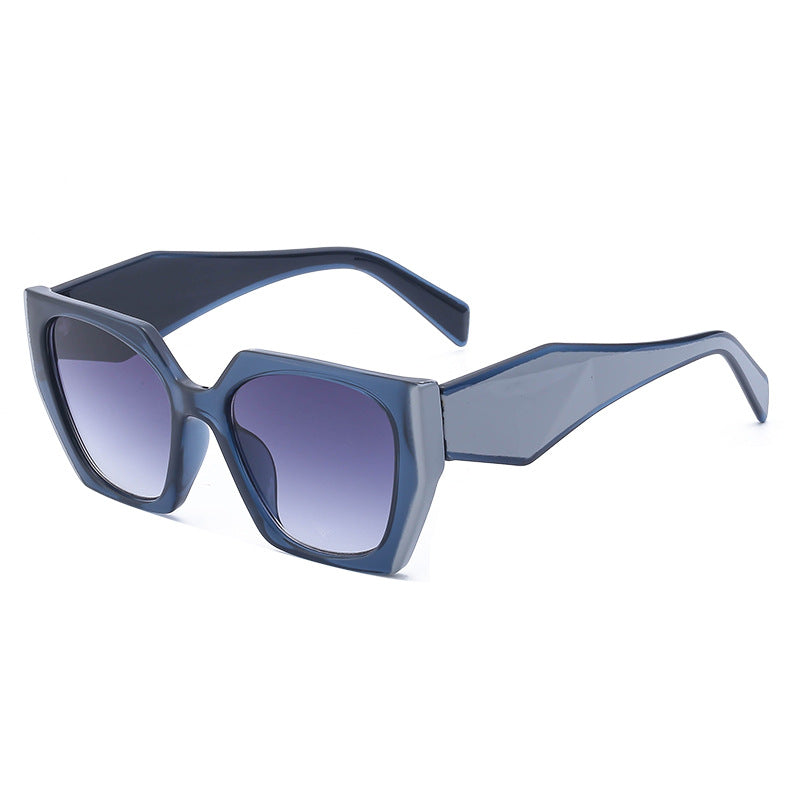 Oversized Angular Cat Eye Sunglasses - Blue