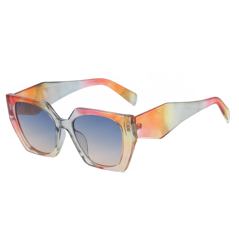 Oversized Angular Cat Eye Sunglasses - Colorful