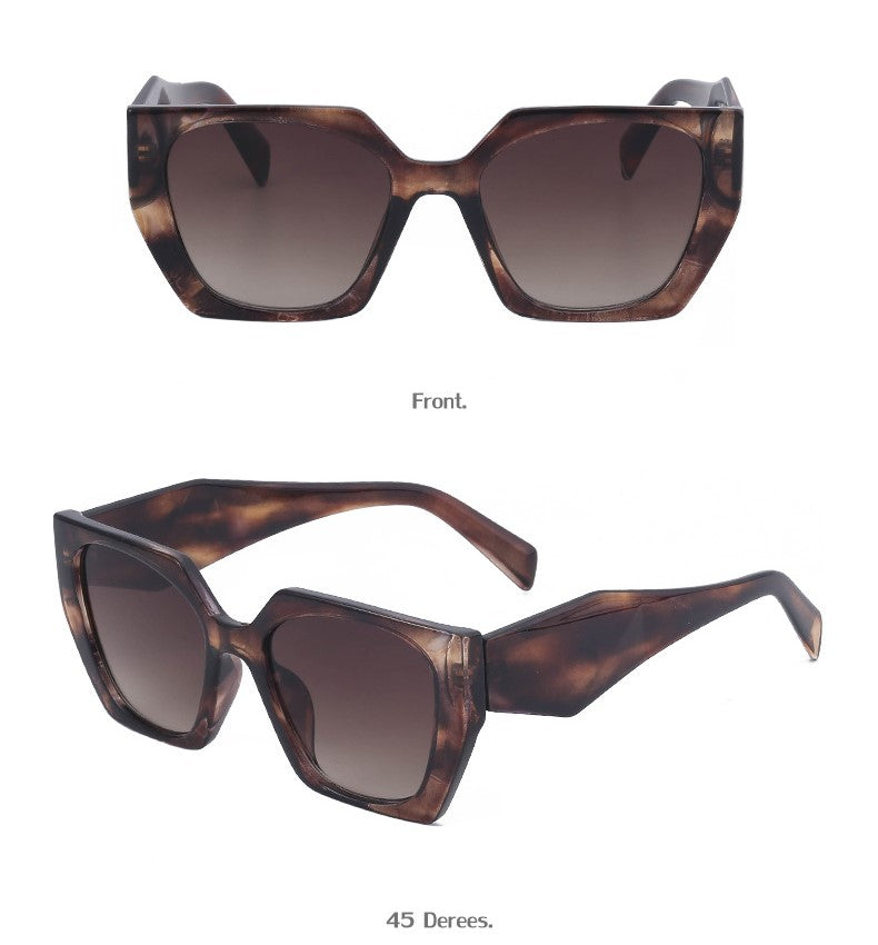 Oversized Angular Cat Eye Sunglasses - Deep brown - 1