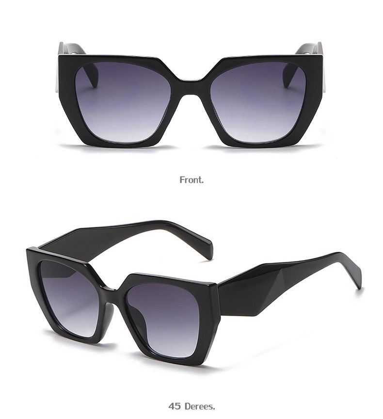 Oversized Angular Cat Eye Sunglasses - Grey - 1