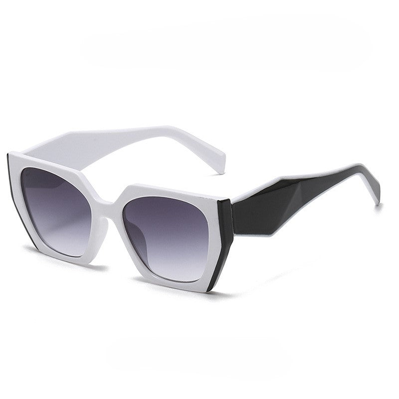 Oversized Angular Cat Eye Sunglasses - White
