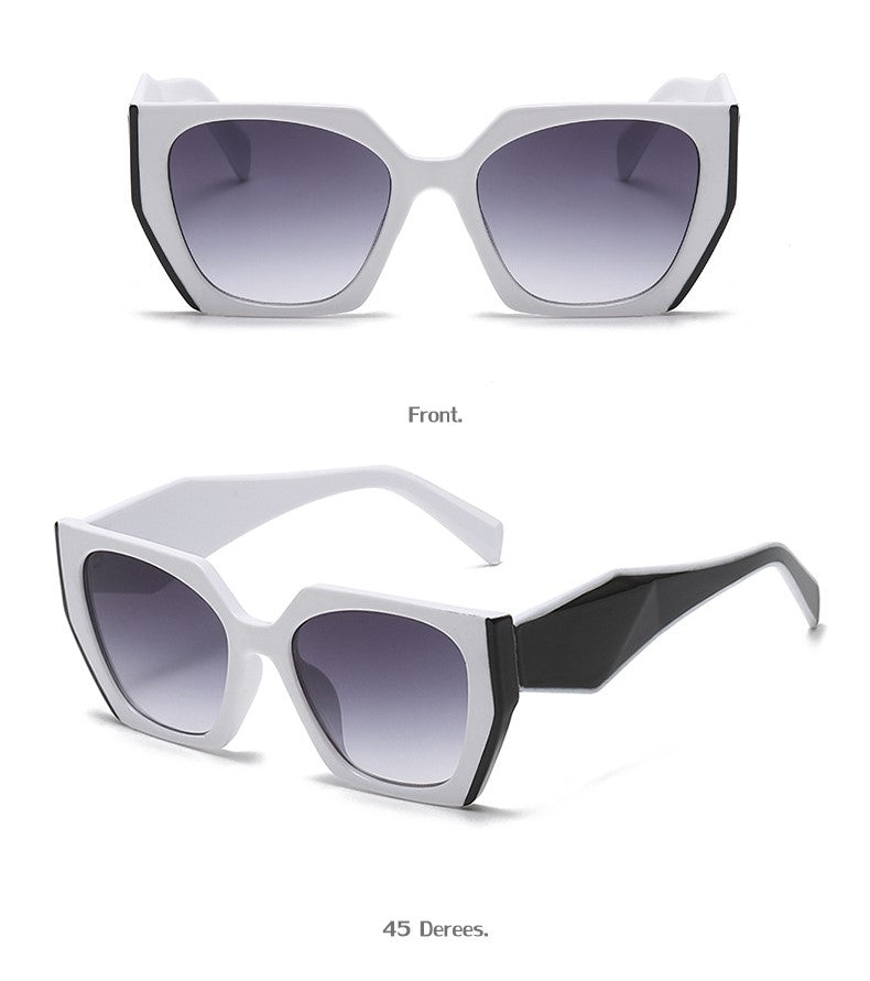 Oversized Angular Cat Eye Sunglasses - White - 1