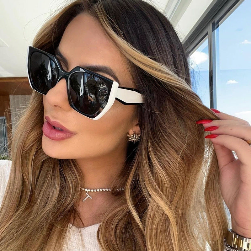 Oversized Angular Cat Eye Sunglasses - White - 2