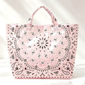 Paisley Print Glossy Vinyl Wide Tote Bag - Pink