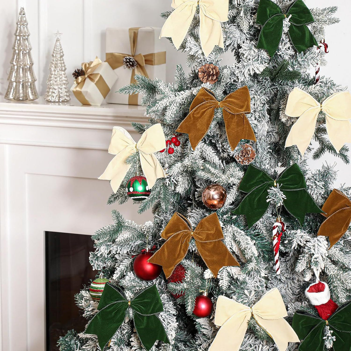Velvet Ribbon Christmas Tree Bow Decorations - view 2