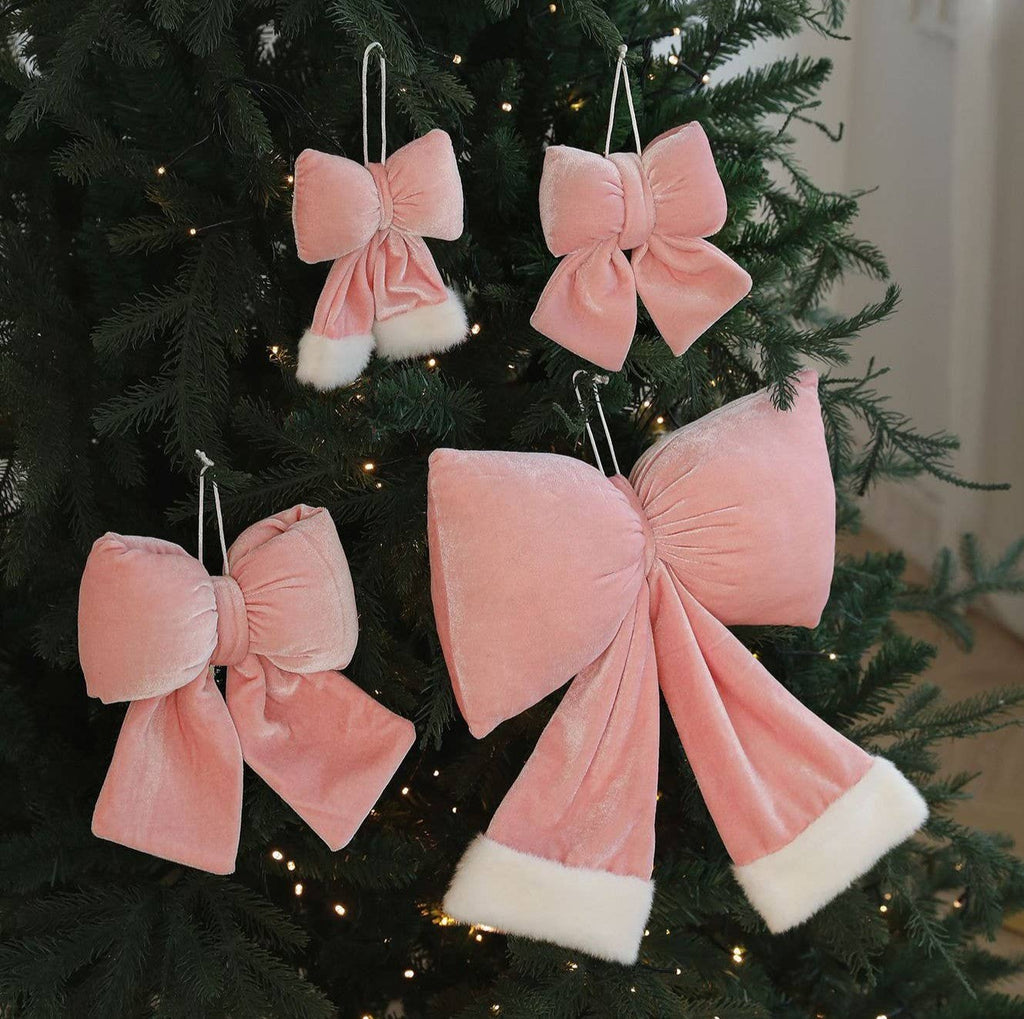 Coquette Plush Christmas Bow with Faux Fur Trim