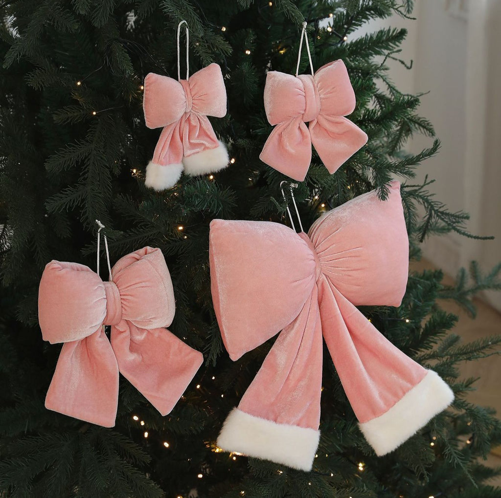 Coquette Plush Christmas Bow with Faux Fur Trim - view 1