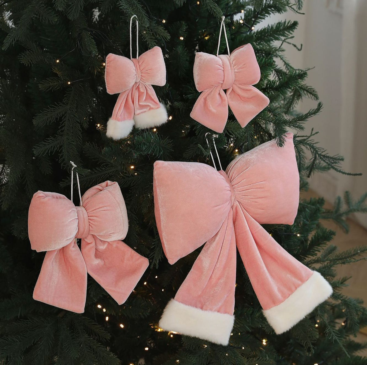Coquette Plush Christmas Bow with Faux Fur Trim - view 1