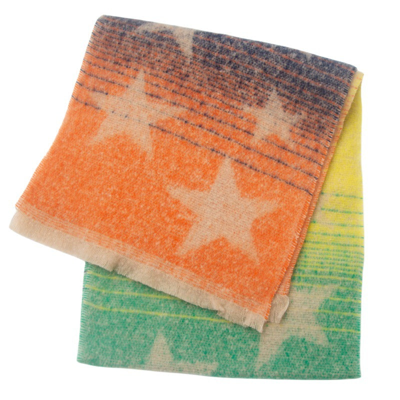 Ombre Star Motif Brushed Scarf - NO-2 - 2