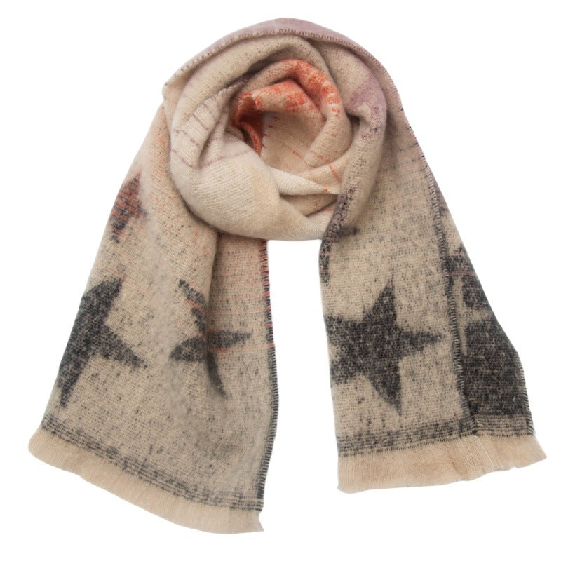 Ombre Star Motif Brushed Scarf - NO-5