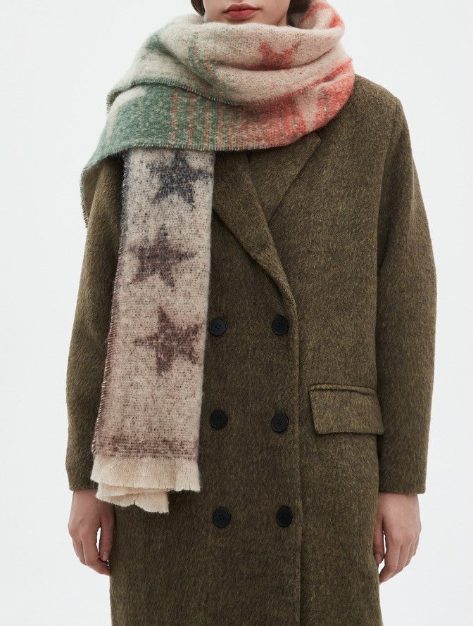 Ombre Star Motif Brushed Scarf - NO-5 - 1