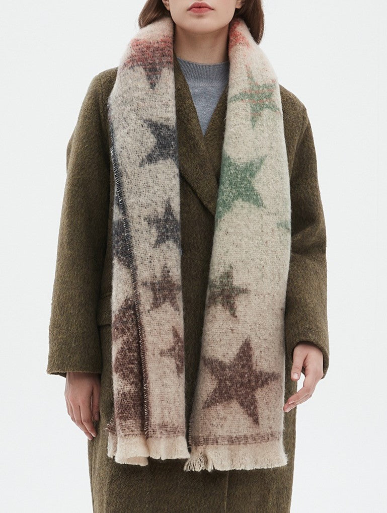 Ombre Star Motif Brushed Scarf - NO-5 - 3