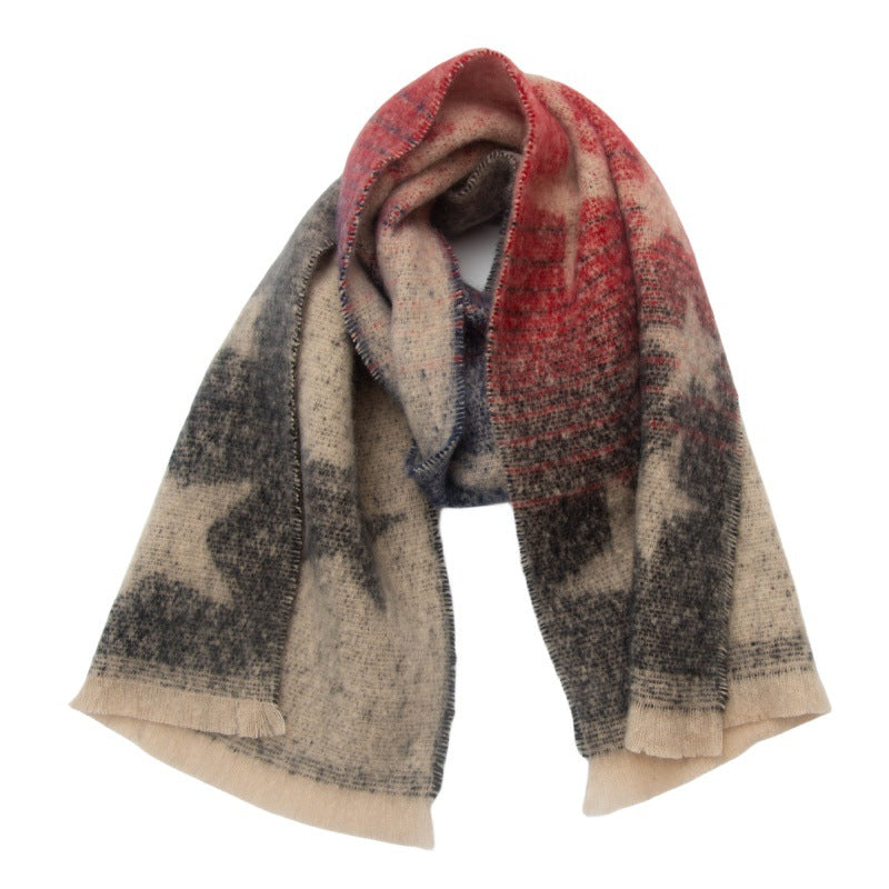 Ombre Star Motif Brushed Scarf - NO-6